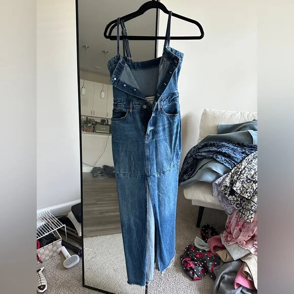 Reformation Blue Strapless Straight-Leg Denim Dress - Picture 3 of 5